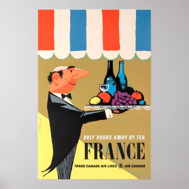 Arte de restaurante francés Francia Póster de viaj (Frente)