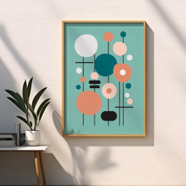 Arte de resumen de salmón Verde azulado geométrico
