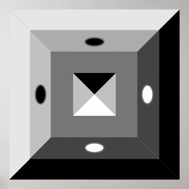 Arte de resumen geométrico moderno negro, gris y b (Frente)