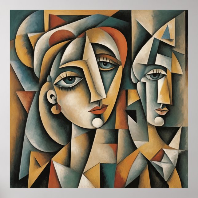 Arte de retrato cubista Imprimir Picasso Inspirado (Frente)