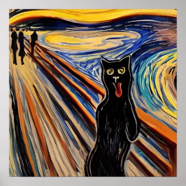 Arte de retrato de gato negro de Halloween loco