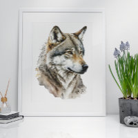 arte de retrato de lobo en acuarela