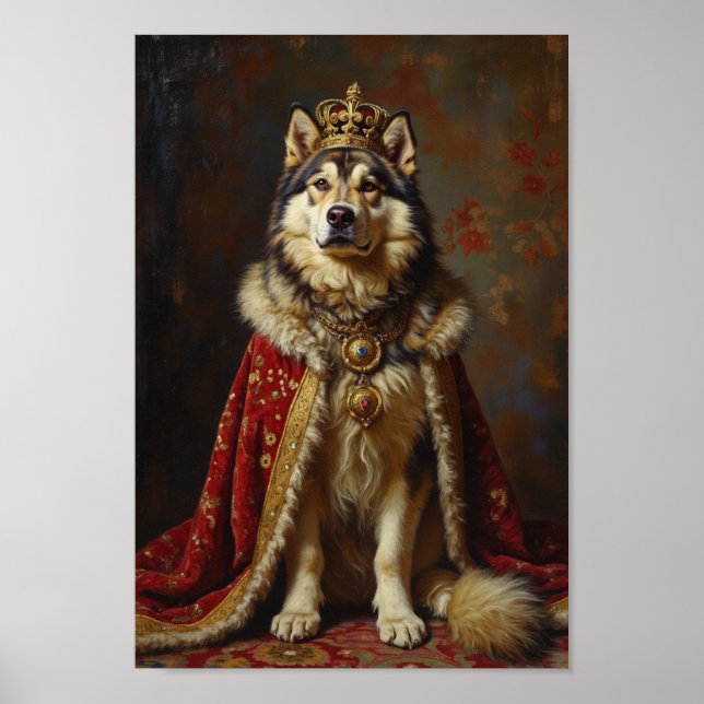Arte de retrato de Malamute Real de Alaska (Frente)