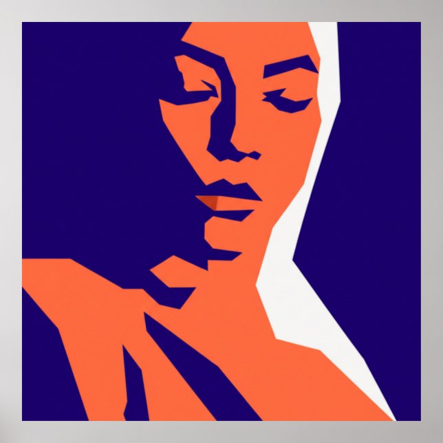 Arte de retrato de mujer geométrica moderna (Frente)