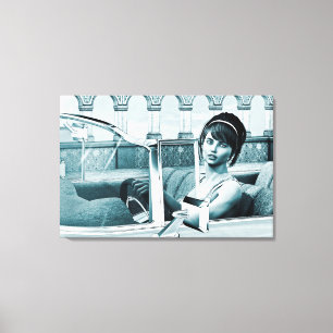 Arte de retrato de mujer glamour azul vintage