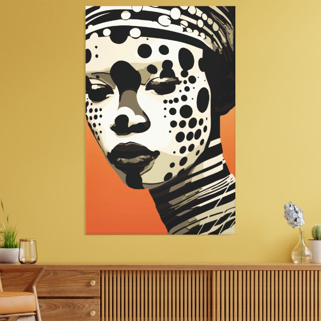 Arte de retrato de mujer tribal monocromo (Insitu (Sala de estar))