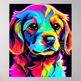 Arte de retrato de perro arco iris