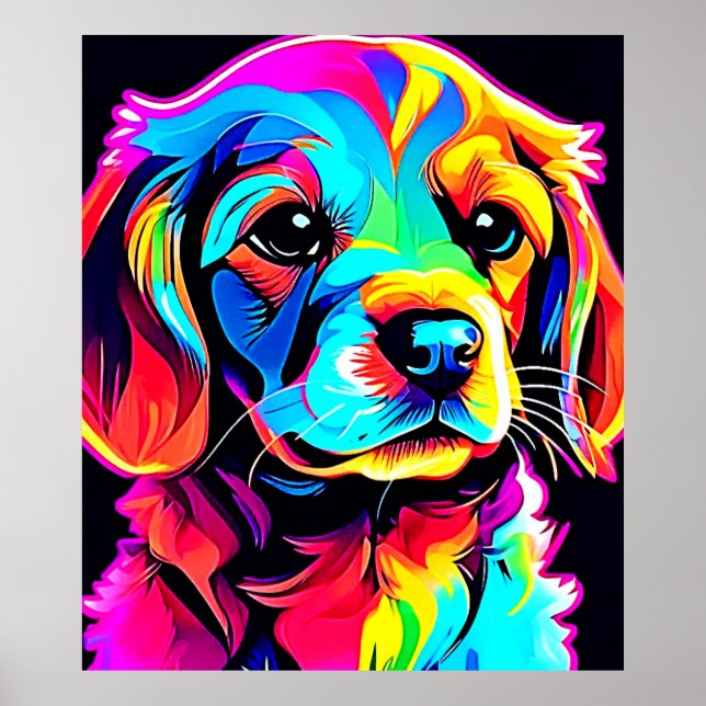 Arte de retrato de perro arco iris (Frente)