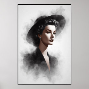 Arte de retrato femenino misterioso de la década d