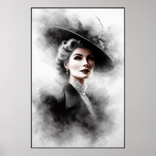 Arte de retrato femenino misterioso de la década d