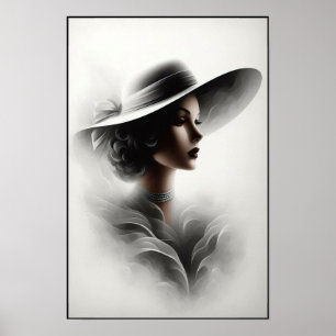 Arte de retrato femenino misterioso de la década d