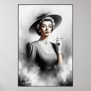 Arte de retrato femenino misterioso de la década d
