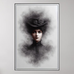Arte de retrato femenino misterioso de la era vict