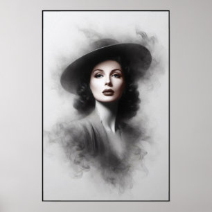 Arte de retrato femenino misterioso de los años 40
