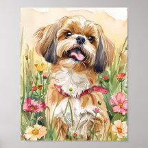 Arte de retrato Shih Tzu - Decoración impresa en u
