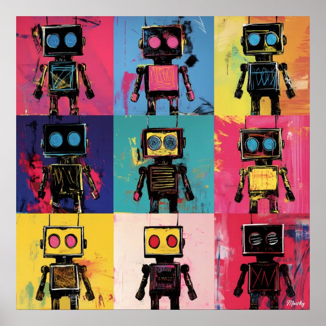 Arte de robot de graffiti abstracto cuadrícula Col (Frente)