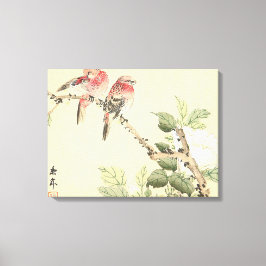 Arte de rojas y aves florales japonesas