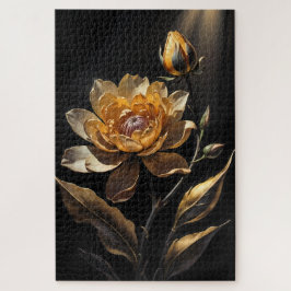 Arte de rompecabezas de flor botánica dorada