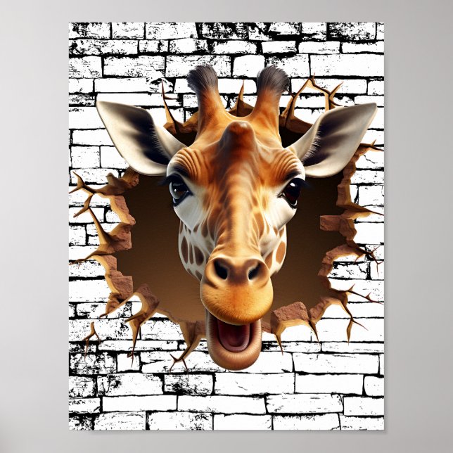 Arte de ruptura de muro de jirafa 3D - Safari real (Frente)