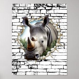Arte de ruptura de pared de rinocerontes 3D - Safa