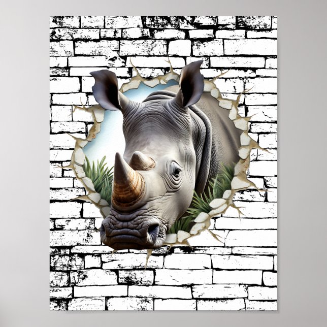 Arte de ruptura de pared de rinocerontes 3D - Safa (Frente)