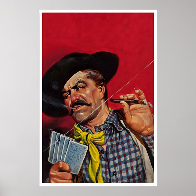 Arte de sala de póquer impresión de vaquero occide (Frente)