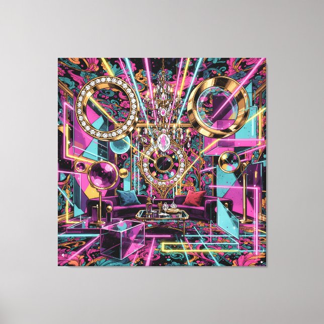 Arte de Salón de Lujo Psicodélico de Neón (Anverso)