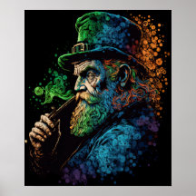 Arte de San Patricio Leprechaun Fumando Pipe Ai