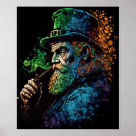 Arte de San Patricio Leprechaun Fumando Pipe Ai