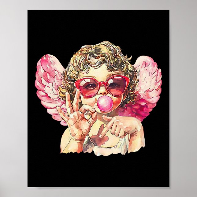 Arte de San Valentín Rosa Bubblegum de Cute Cupid  (Frente)