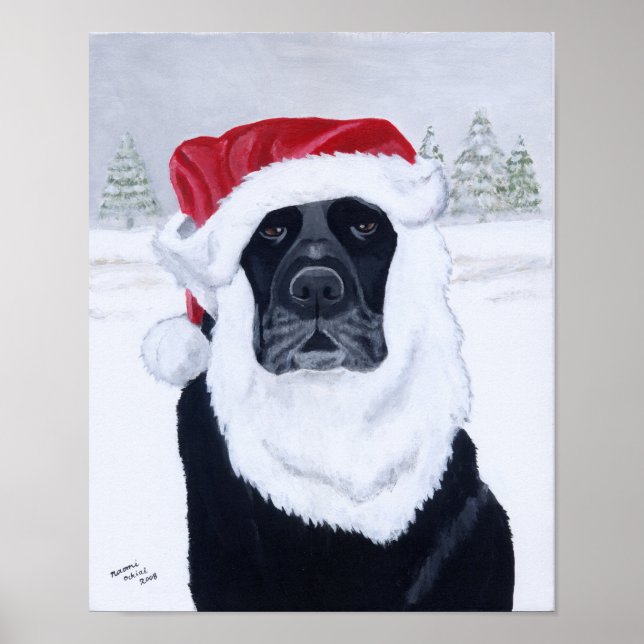 Arte de Santa Navidades de Labrador Negro (Frente)