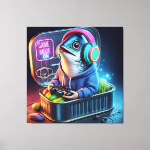 Arte de Sardina Gamer Retro con Vibraciones de Mar