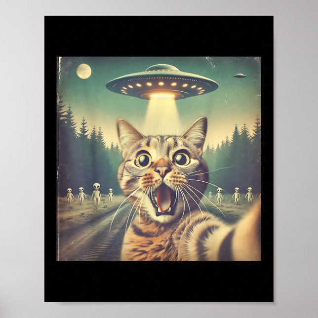 Arte de Selfie de Ovni de Gato Divertido Alien de  (Frente)