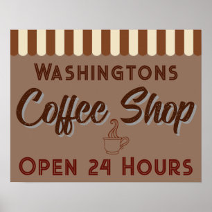 Arte de Señal de Cafetería Vintage Personalizado