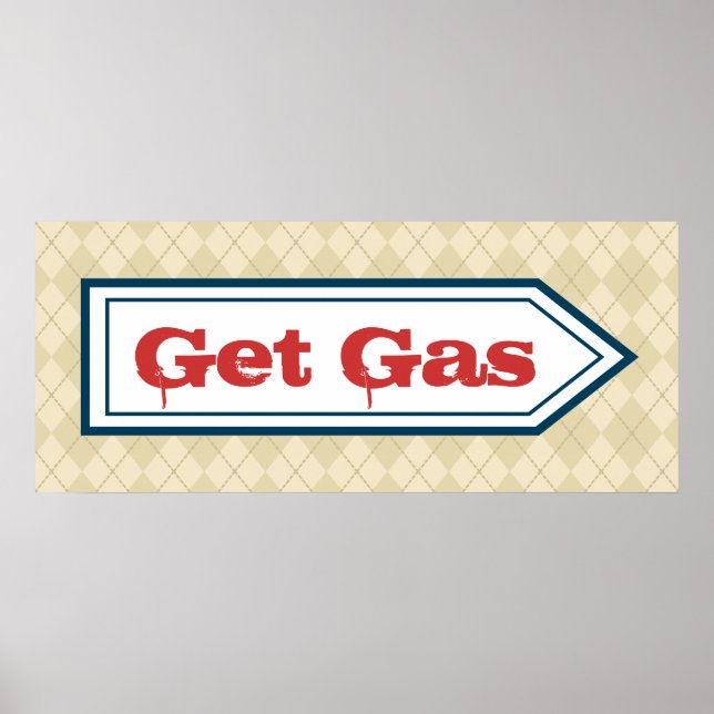 Arte de Señal de Gasolinera Diner Retro Get Gas (Frente)