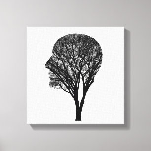 Arte de silueta de árbol de perfil humano – Mente