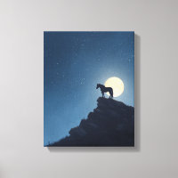 Arte de silueta de caballo en acantilado bajo la l