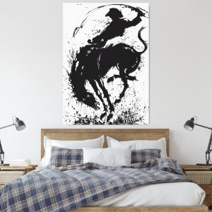 Arte de silueta de rodeo de vaquero dinámico