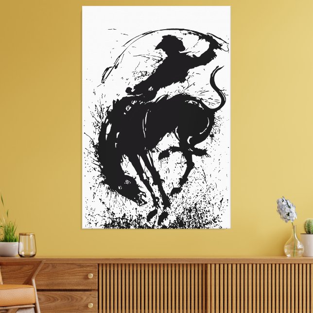 Arte de silueta de rodeo vaquero dinámico (Insitu (Sala de estar))