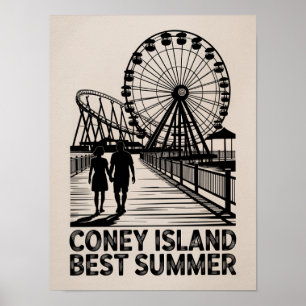 Arte de silueta de verano de Coney Island