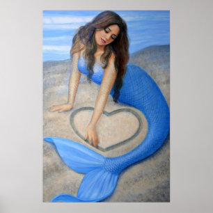 Arte de sirena azul, impresión de Poster de arena 
