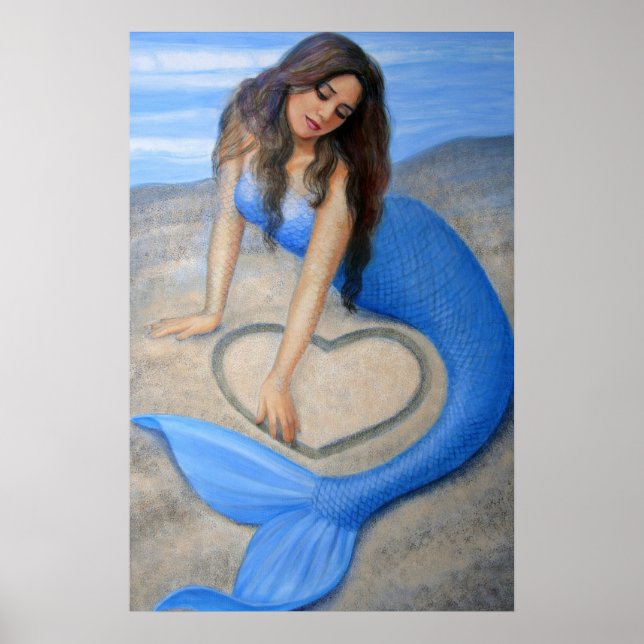 Arte de sirena azul, impresión de Poster de arena  (Frente)