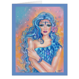 Arte de sirena de cabello azul Leta por Renee Lavo