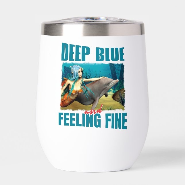 Arte de sirena delfín azul profundo y sintiéndose  (Frente)