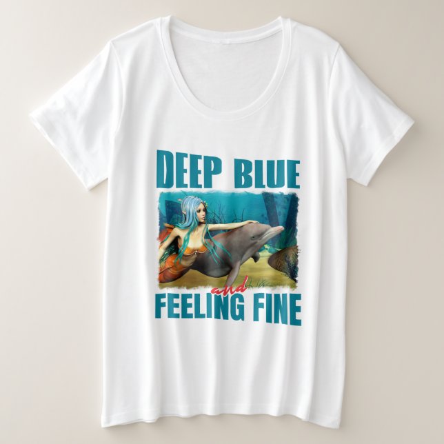 Arte de sirena delfín azul profundo y sintiéndose  (Anverso del diseño)