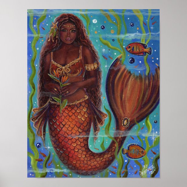 Arte de sirena tropical "Claudina" por Renee Lavoi (Frente)
