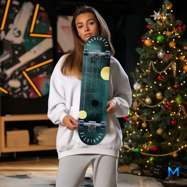Arte de Skateboard Geométrico con Resumen verde az (Subido por el creador)
