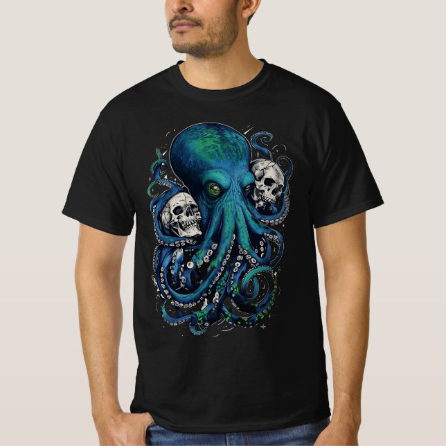 Arte de Skull oscuro - Camiseta de terror Octopus  (Anverso)