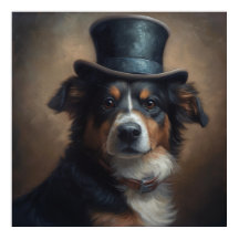 Arte de sombrero de copa alto del perro pastor aus