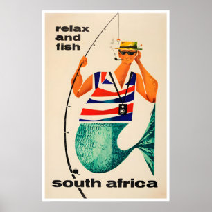 Arte de Sudáfrica Cartel de viaje africano Pesca